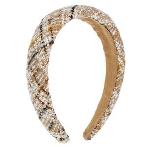 Tweed Padded Headband Non Slip Knitted Hairband Beige Yellow